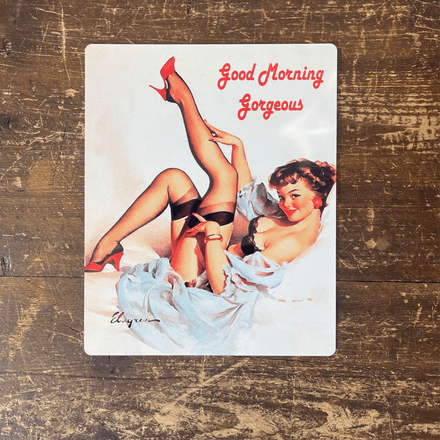 Pinup Girl Good Morning Gorgeous Bed  - Metal Pin Up Wall Sign