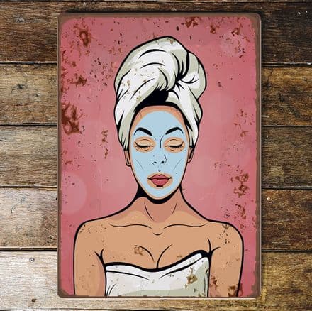 Pop art spa face mask Metal Wall Sign Plaque