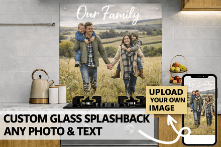 Premium 6mm Glass Upload Your Own Image Kitchen Splashback Toughened Glass