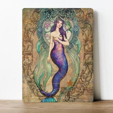 Purple Mermaid pattern metal sign