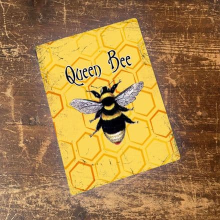 Queen Bee Insect - Metal Botanical Wall Sign
