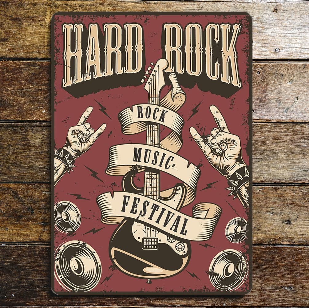 Retro Hard Rock Music Festival - Metal Wall Sign Plaque