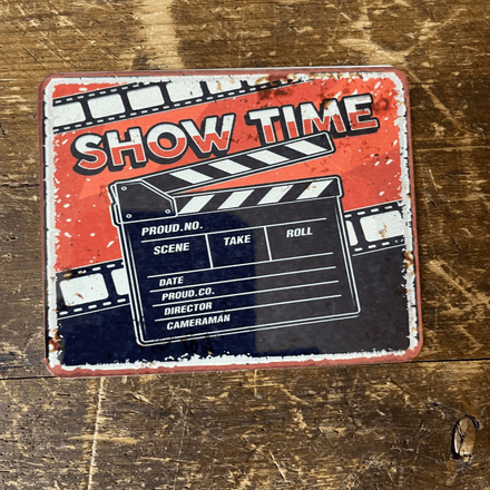 Retro Show Time Film - Metal Travel Wall Sign