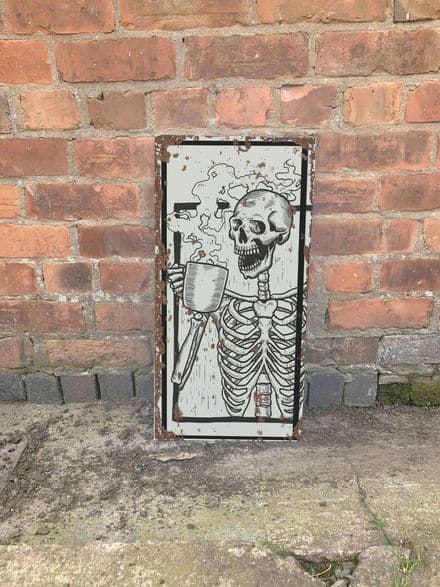 Skeleton Coffee 24 Metal Wall Sign