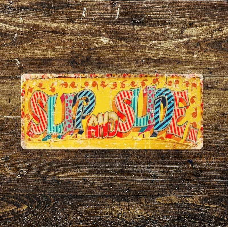 slip slide fairground sign - Metal Wall Sign