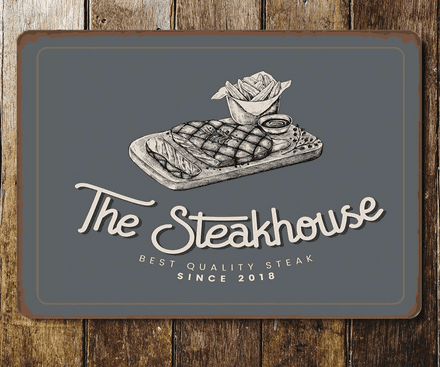 Steak House - Kitchen Pub Home Bar - Metal Sign Plaque