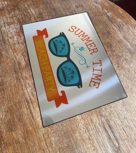 Summer Time Beach Party Bar Pub Mirror - Mirroed Metal Wall Sign