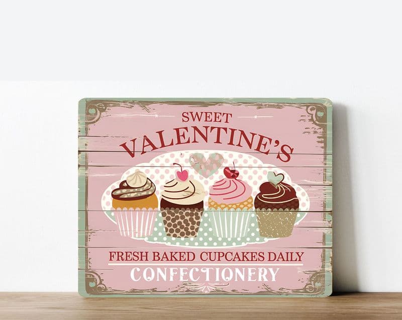 Sweet Valentines fresh Baked cupcakes  Metal Wall Sign