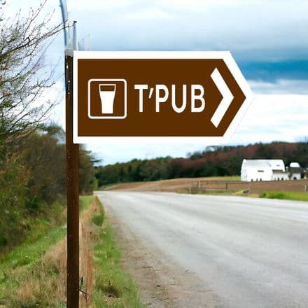 T'Pub Pub Bar Tavern Inn Arrow Direction Street - Metal Wall Sign