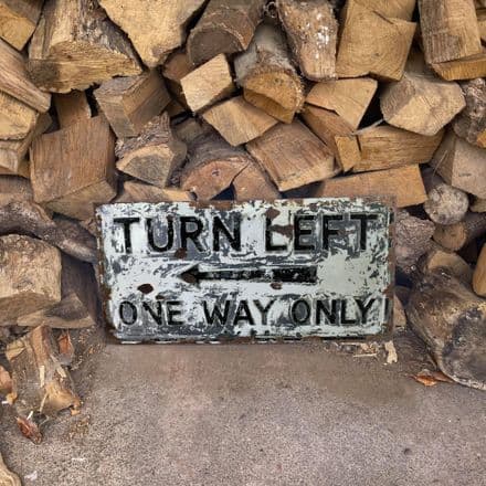 Turn Left One Way Only - Metal Wall Sign
