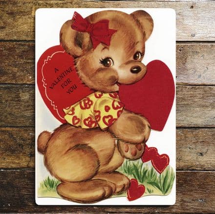 Valentine Bear Cute, Metal Travel Wall Sign