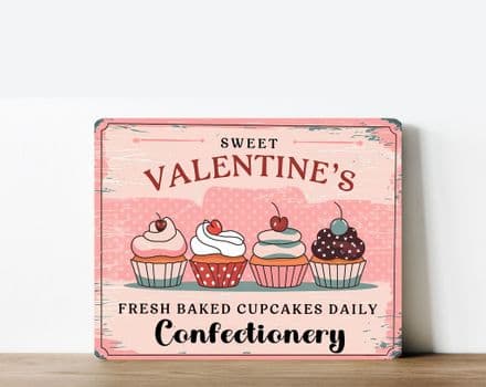 Valentines confectionery cupcake Metal Wall Sign