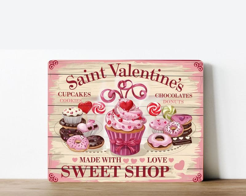 Valentines Sweet Shop Metal Wall Sign