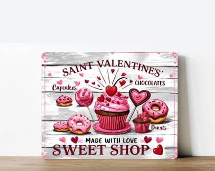 Valentines Sweetshop Metal Wall Sign