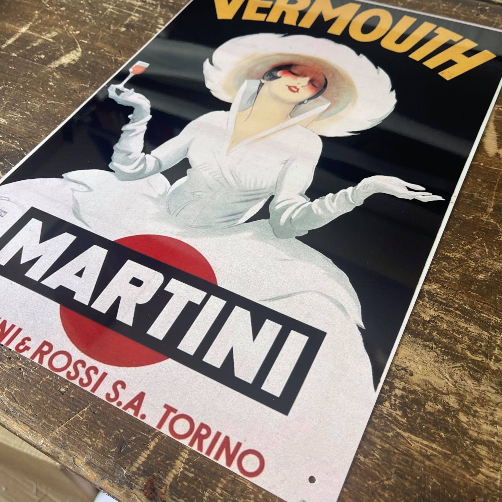 当時もの ブリキ製 日めくりカレンダー Martini Vermouth Vermouth Martini Drink - Metal Advertising Wall Sign