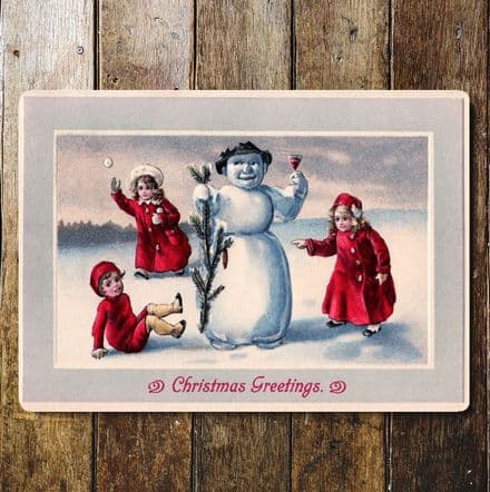Vintage Christmas Snowman - Metal Wall Sign