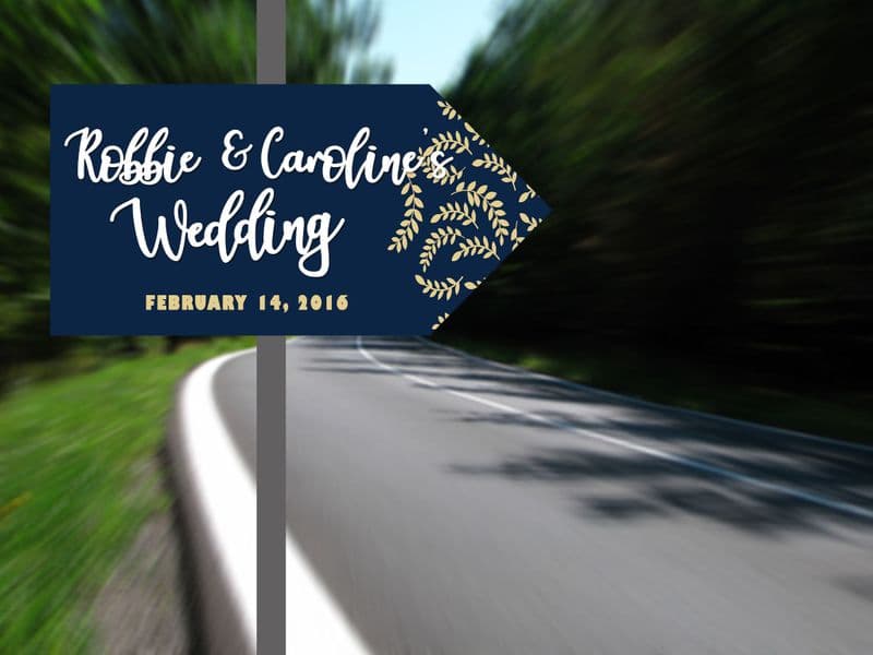 Wedding  Direction Arrow Art Deco  -  Metal Wall Sign