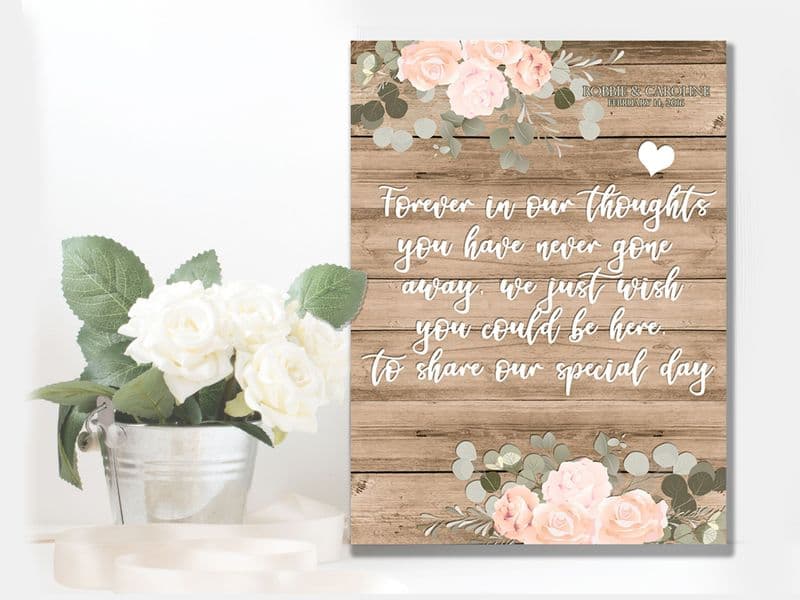 Wedding Forever In Our Thoughts, Lost Ones  -  Metal Wall Sign