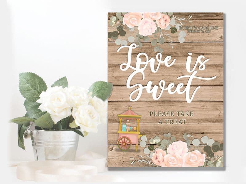 Wedding  Love Is Sweet, Sweetie Cart -  Metal Wall Sign (1)