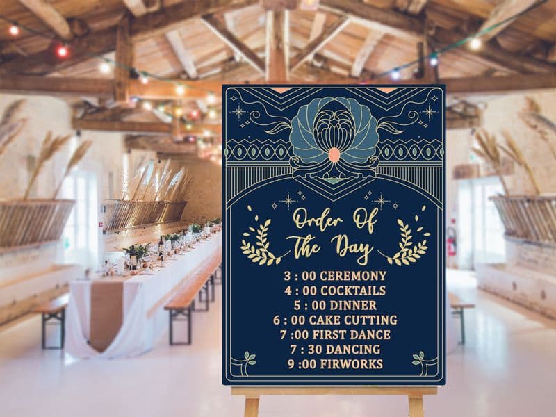 Wedding order of day  Art Deco Art Deco -  Extra Large  Metal Wall Sign