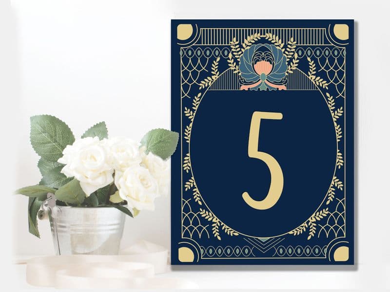 Wedding Table Numbers Art Deco - Metal Wall Sign