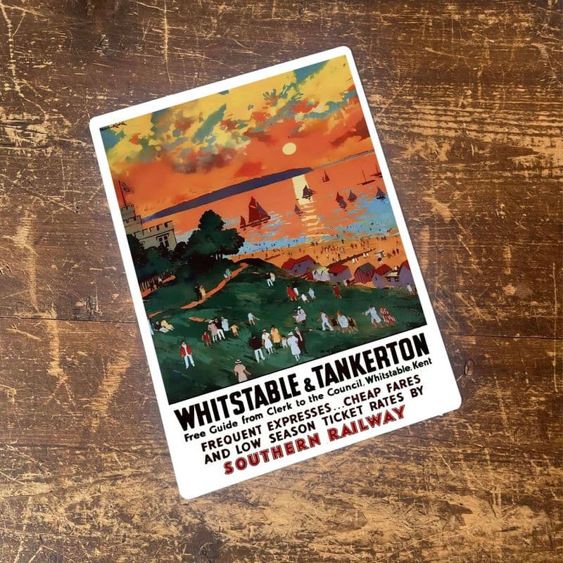 Whitstable & Tankerton Train Rail Britsish Railways - Metal Travel Wall Sign