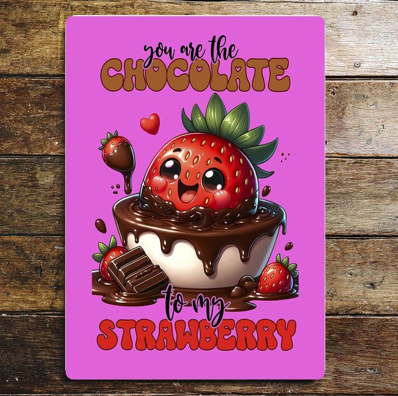 You are the chocolate to my strawberry  valentines Metal Wall Sign