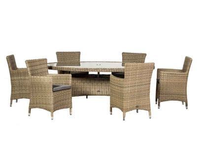 6 Seater Oval Table Carver Dining Set