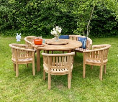 6 Seater Slatted  Round Table Captain Banana Dining Set