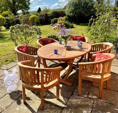6 Seater Sundial Oval Table  Captain Dining Set