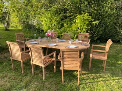 8 Seater Oval Double Extending Table  Dining Set