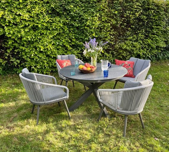 Aspen Anthracite Grey 4-Seater Garden Dining Table & Chairs Set