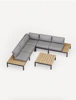 Aspen  Teak 5 Seater Modular Mini Corner Lounging Set with Coffee Table