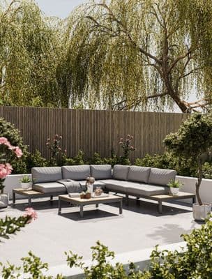 Aspen  Teak 5 Seater Modular Mini Corner Lounging Set with Coffee Table