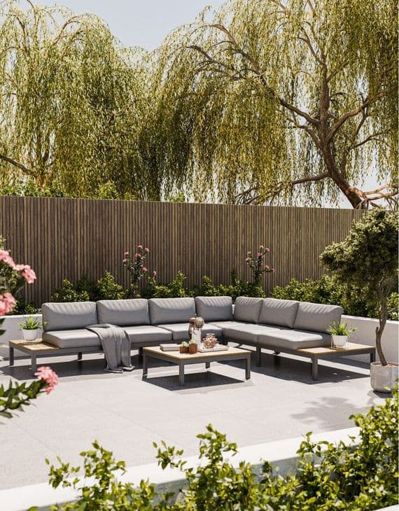 Aspen Teak 6-Seater Modular Corner Lounging Set with CoffeTable