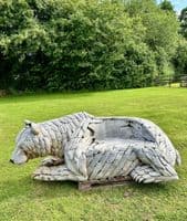 Giant Hand Crafted Teak wood Bear Statue Bench
