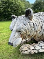 Giant Hand Crafted Teak wood Bear Statue Bench