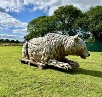 Giant Hand Crafted Teak wood Bear Statue Bench