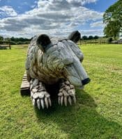 Giant Hand Crafted Teak wood Bear Statue Bench