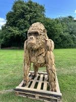 Giant Hand Crafted Teak Wood Gorilla Statue