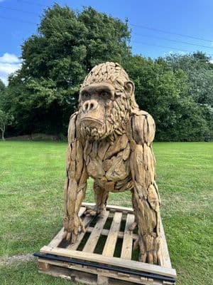 Giant Hand Crafted Teak Wood Gorilla Statue