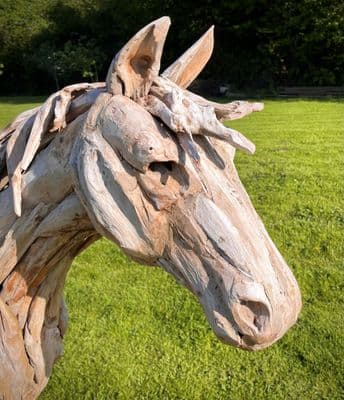 Hand Crafted Teak Wood Horse Statue