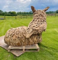 Handcrafted Teak Wood Owl Statue Bench