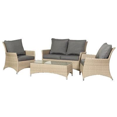 Lisbon Rattan Deluxe 4 Seater Garden Lounge  Sofa Set With Coffee Table