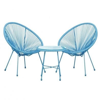 Monaco Blue 3pc Egg Chair Set
