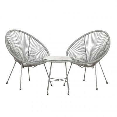 Monaco Grey 3pc Egg Chair Set