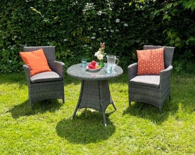 Paris Rattan 2  Carver Chairs with 70cm Round  Bistro Table Set