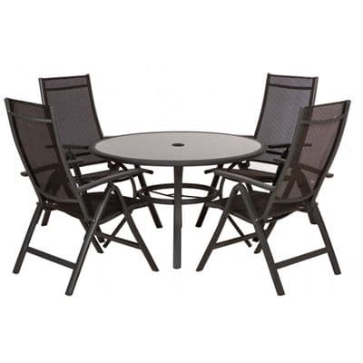 Sorrento Black 4 Recliner Round Dining Set