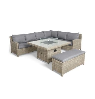 Square Fire Pit Deluxe Modular Corner Dining & Lounging Set