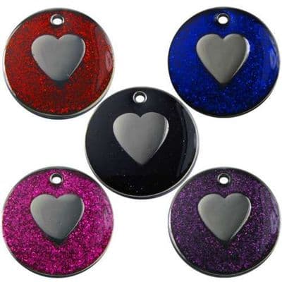 Heart Glitter Pet Tag